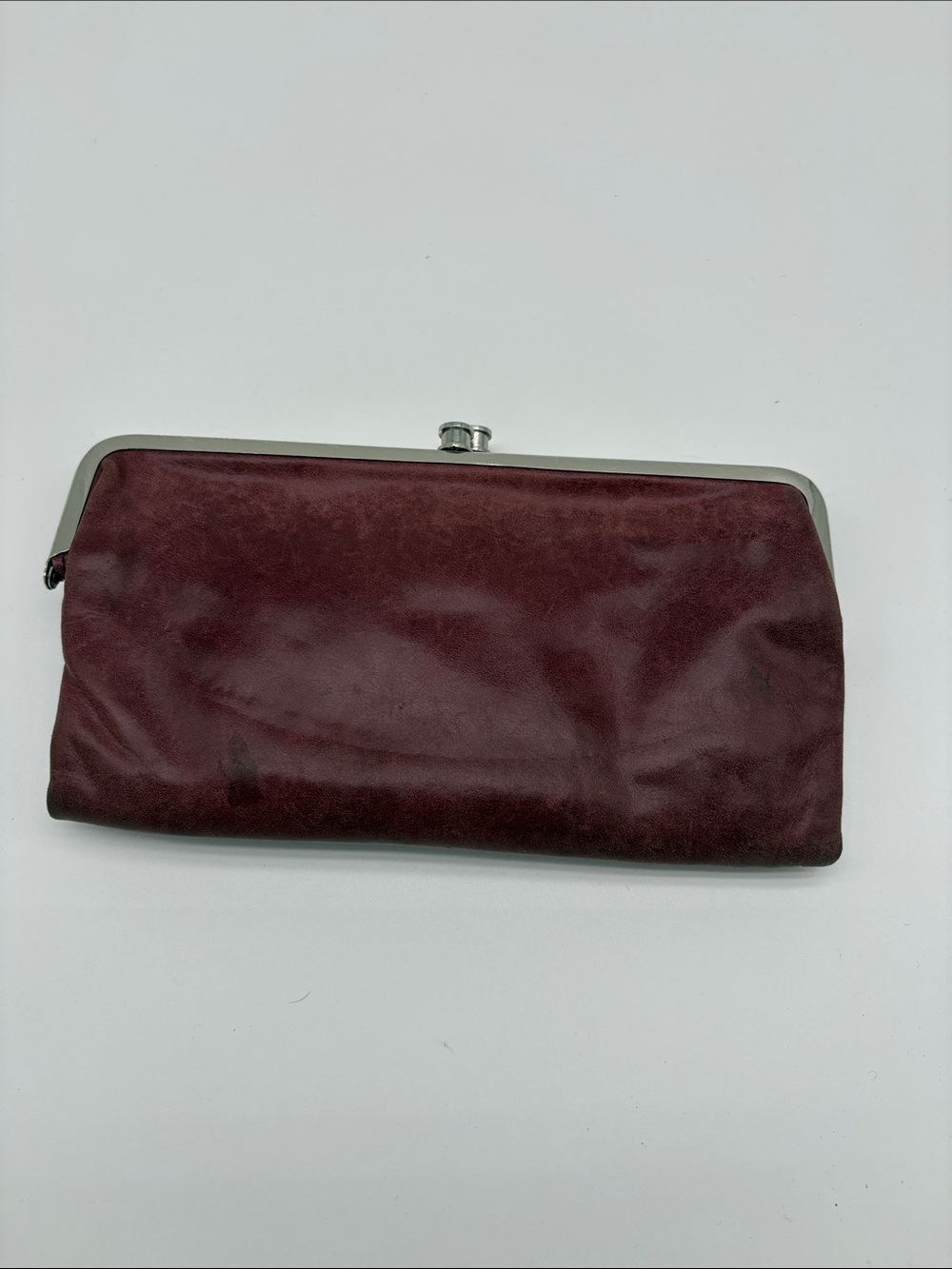 Hobo International Maroon Red Leather Large Bifold Clutch Wallet BLEMISH